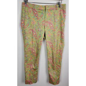Lauren Ralph Lauren Women's Sz. 6P Green & Pink Paisley Flat Front Pants